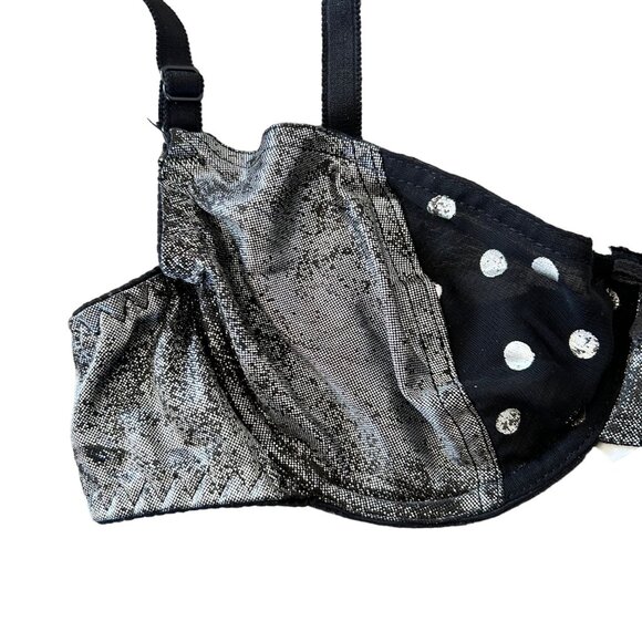 Vintage Jo Intimates Semi Sheer Metallic Polka Dot Underwire Bra 34B - Picture 2 of 5